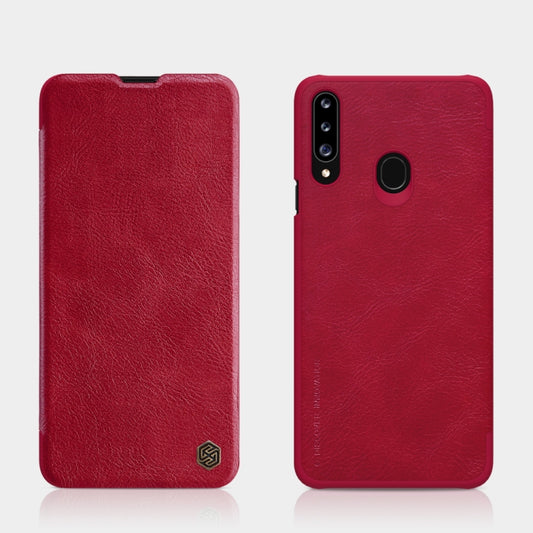 For Galaxy A20s NILLKIN QIN Series Crazy Horse Texture Horizontal Flip Leather Case with Card Slot(Red) - Galaxy Phone Cases by NILLKIN | Online Shopping South Africa | PMC Jewellery