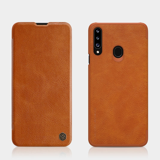 For Galaxy A20s NILLKIN QIN Series Crazy Horse Texture Horizontal Flip Leather Case with Card Slot(Brown) - Galaxy Phone Cases by NILLKIN | Online Shopping South Africa | PMC Jewellery