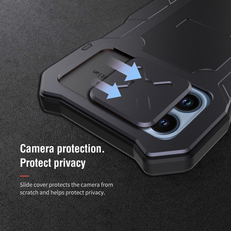 For iPhone 12 / 12 Pro Camshield Shockproof Life Waterproof Dustproof Metal Case with Holder(Black) - free shipping - PMC TechLife - Order now!