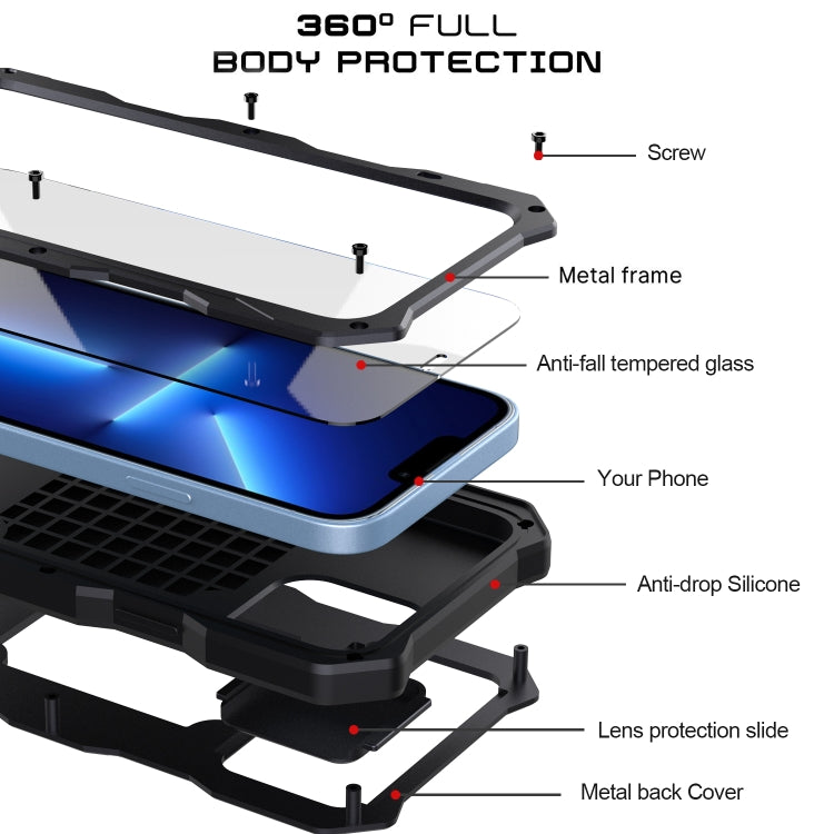 For iPhone 12 / 12 Pro Camshield Shockproof Life Waterproof Dustproof Metal Case with Holder(Black) - free shipping - PMC TechLife - Order now!