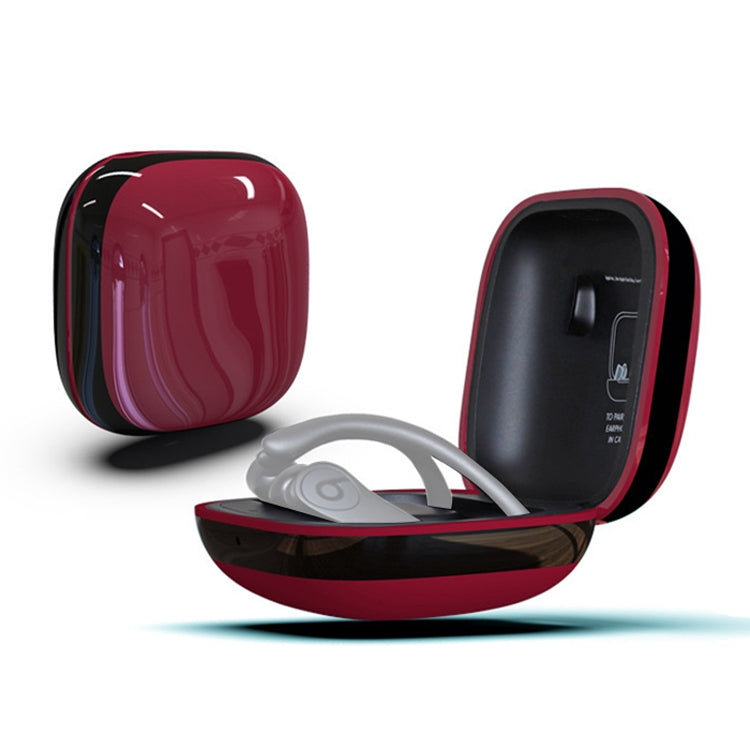 Mirror Surface Silicone + PC Wireless Earphone Protective Case for Beats Powerbeats Pro(Dark Red+Black) - Other Case by PMC TechLife | Online Shopping South Africa | PMC TechLife