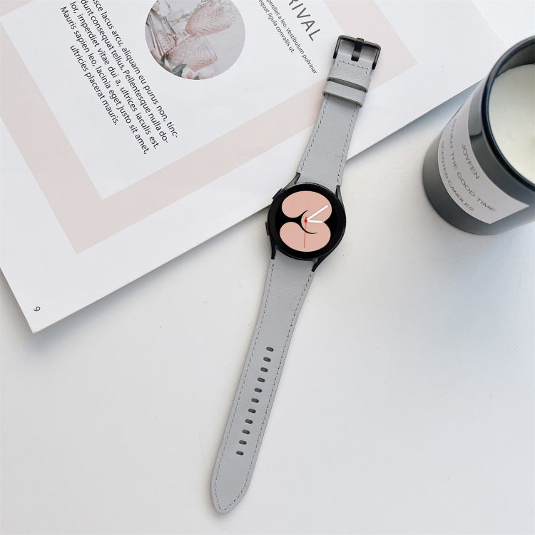 For Samsung Galaxy Watch4 40mm / 44mm Double-sided Leather Strap Watch Band(Grey) - free shipping - PMC TechLife - Order now!