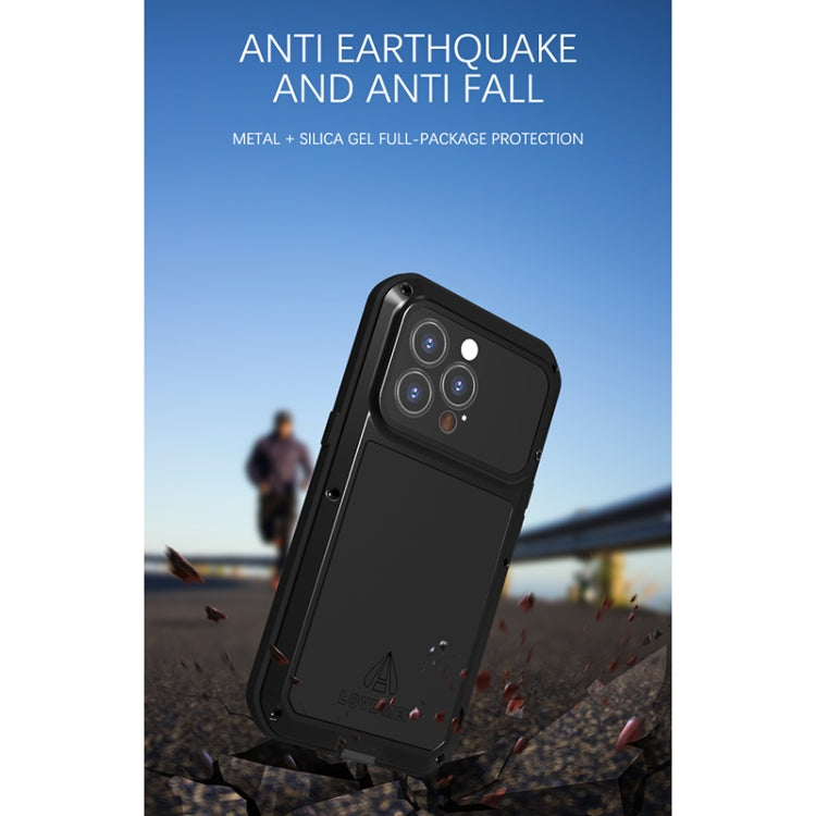 For iPhone 13 Pro LOVE MEI Metal Shockproof Life Waterproof Dustproof Protective Phone Case (Black) - free shipping - PMC TechLife - Order now!