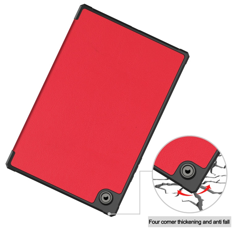 For Samsung Galaxy Tab A8 2021 SM-X205 3-Fold Holder Leather Tablet Case(Red) - Other Galaxy Tab PC by PMC TechLife | Online Shopping South Africa | PMC TechLife | Buy Now Pay Later Mobicred