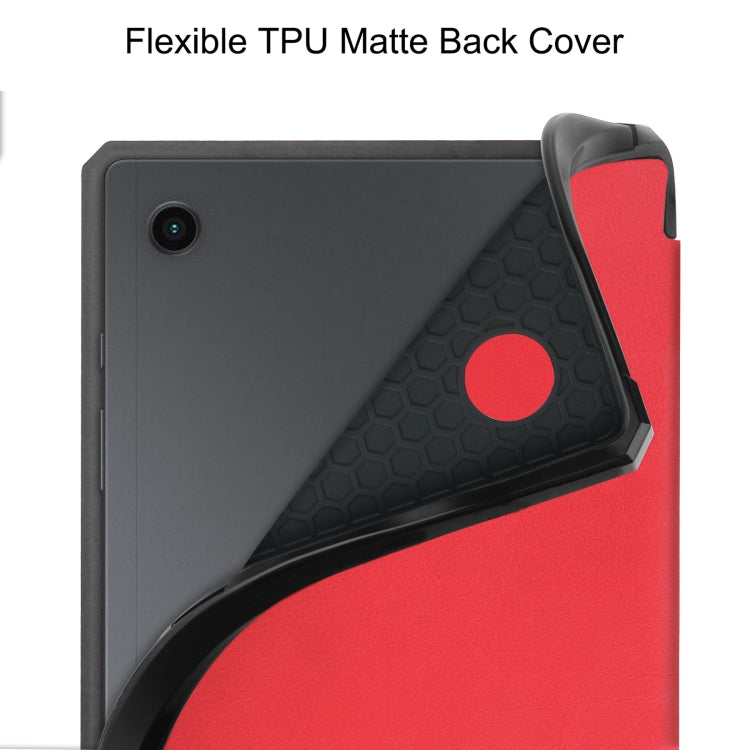 For Samsung Galaxy Tab A8 2021 SM-X205 3-Fold Holder Leather Tablet Case(Red) - Other Galaxy Tab PC by PMC TechLife | Online Shopping South Africa | PMC TechLife | Buy Now Pay Later Mobicred