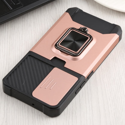 For Samsung Galaxy S22 5G Sliding Camera Cover Design PC + TPU Shockproof Phone Case with Ring Holder & Card Slot(Rose Gold) - Galaxy S22 5G Cases by PMC Jewellery | Online Shopping South Africa | PMC Jewellery