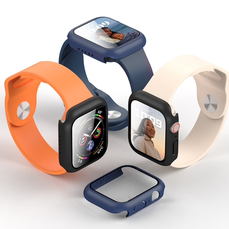ROCK 2 in 1 PC Frame + Tempered Glass Protector Case For Apple Watch Series 9 / 8 / 7 45mmBlue) - Watch Cases by ROCK | Online Shopping South Africa | PMC TechLife | Buy Now Pay Later Mobicred