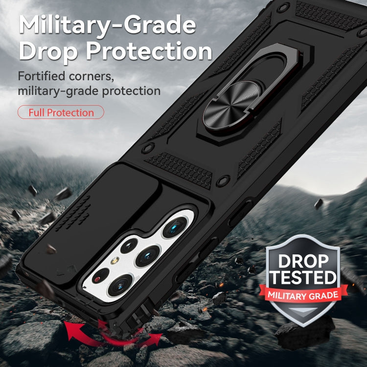 For Samsung Galaxy S22 Ultra 5G Sliding Camshield Holder Phone Case(Black) - free shipping - PMC TechLife - Order now!