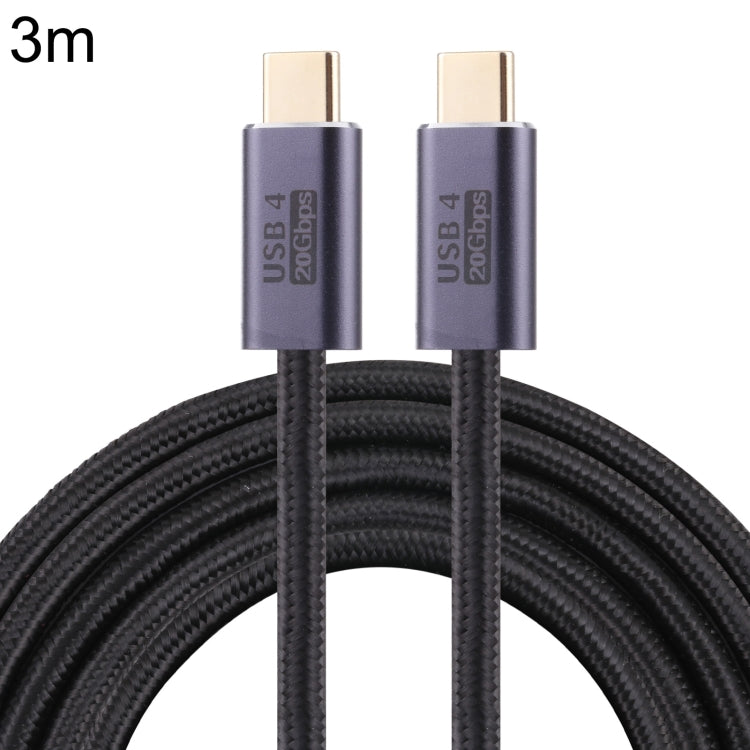20Gbps USB 4 USB-C / Type-C Male to USB-C / Type-C Male Braided Data Cable, Cable Length:3m(Black) - Cable & Adapters by PMC TechLife | Online Shopping South Africa | PMC TechLife | Buy Now Pay Later Mobicred