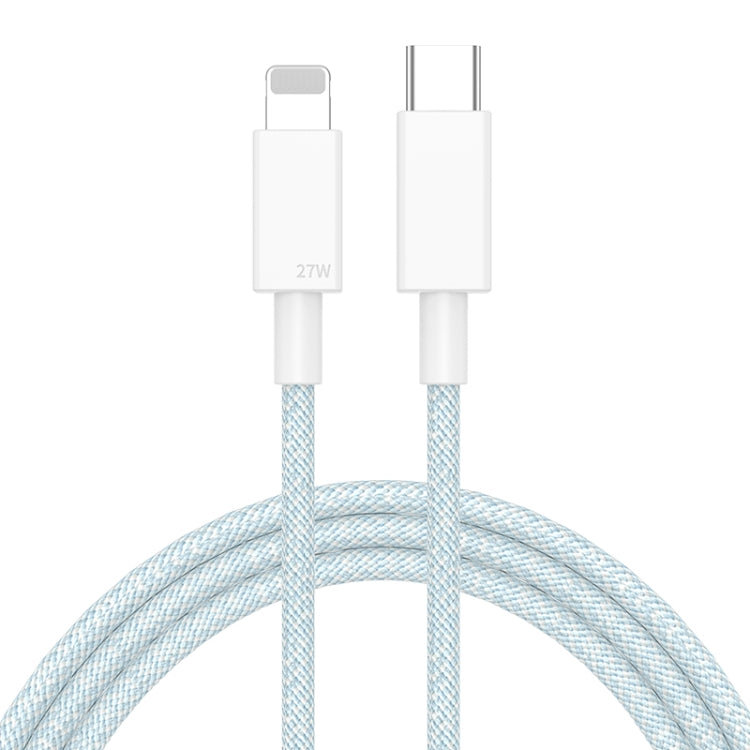 27W PD USB-C / Type-C to 8 Pin Fast Charging Braided Data Cable, Cable Length: 1m(Blue) - 2 in 1 Cable by PMC Jewellery | Online Shopping South Africa | PMC Jewellery