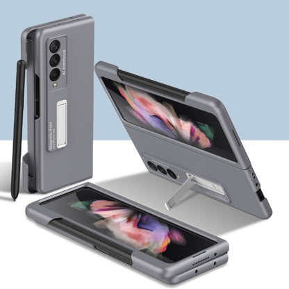 For Samsung Galaxy Z Fold3 5G GKK Ultra-thin PC Phone Flip Case with Holder & Side Pen Slot(Grey) - Galaxy Phone Cases by GKK | Online Shopping South Africa | PMC Jewellery