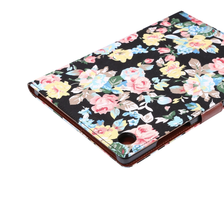 For Samsung Galaxy Tab A8 10.5 2021 X200 / X205 Flower Cloth Leather Smart Tablet Case(Black) - Other Galaxy Tab PC by PMC TechLife | Online Shopping South Africa | PMC TechLife