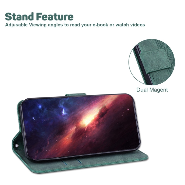 For OnePlus 10 Pro 5G Geometric Embossed Leather Phone Case(Green) - OnePlus Cases by PMC TechLife | Online Shopping South Africa | PMC TechLife | Buy Now Pay Later Mobicred