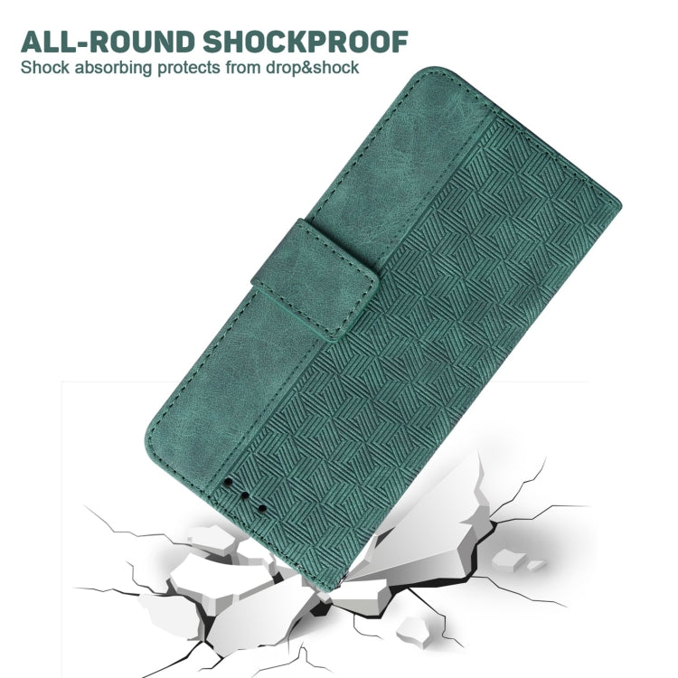 For OnePlus 10 Pro 5G Geometric Embossed Leather Phone Case(Green) - OnePlus Cases by PMC TechLife | Online Shopping South Africa | PMC TechLife | Buy Now Pay Later Mobicred