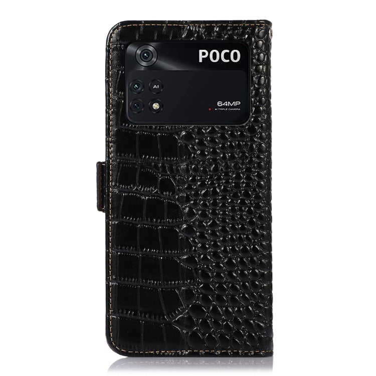 For Xiaomi Poco M4 Pro 4G Crocodile Top Layer Cowhide Leather Phone Case(Black) - free shipping - PMC TechLife - Order now!