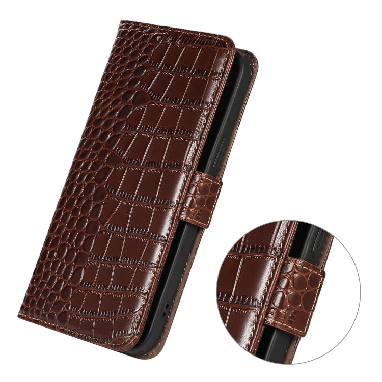 For Xiaomi Poco M4 Pro 4G Crocodile Top Layer Cowhide Leather Phone Case(Brown) - Xiaomi Cases by PMC TechLife | Online Shopping South Africa | PMC TechLife | Buy Now Pay Later Mobicred