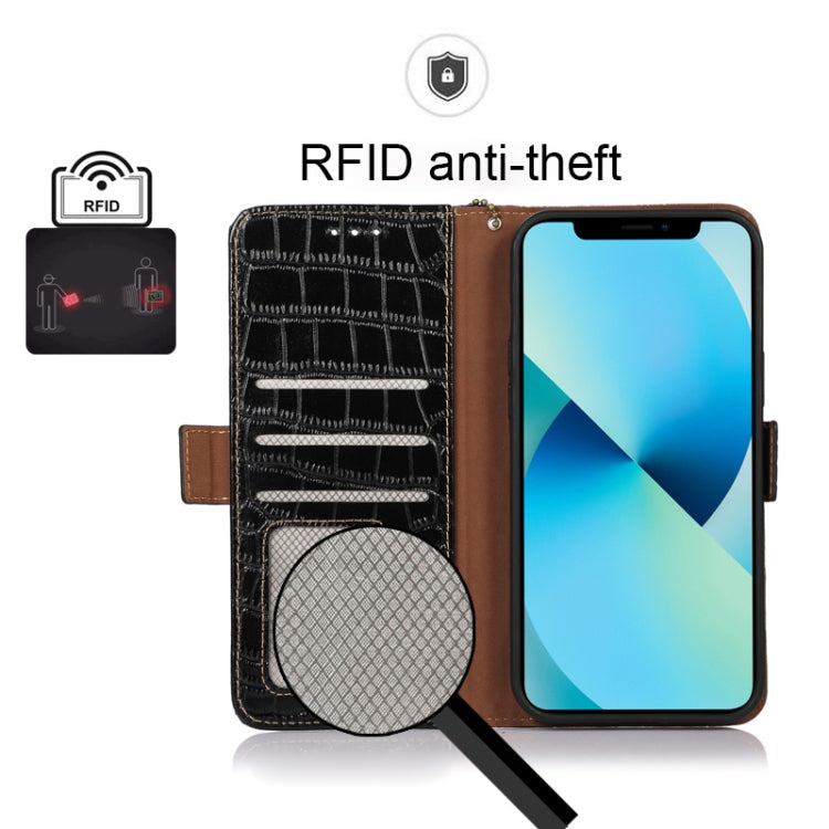 For Xiaomi Poco X4 Pro 5G Crocodile Top Layer Cowhide Leather Phone Case(Black) - Xiaomi Cases by PMC TechLife | Online Shopping South Africa | PMC TechLife