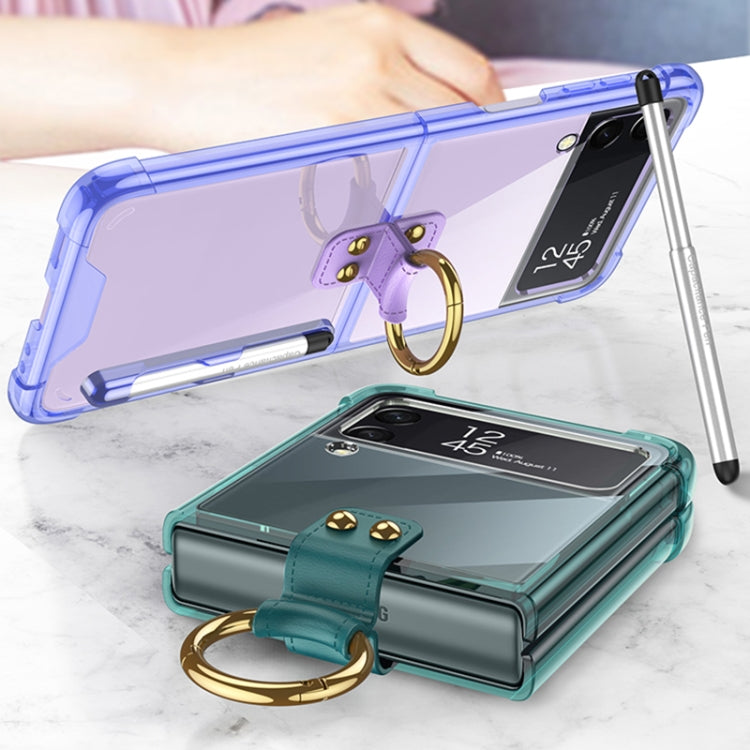 For Samsung Galaxy Z Flip3 5G GKK Shockproof Airbag Phone Case with Ring Holder & Stylus Pen(Transparent) - Galaxy Phone Cases by GKK | Online Shopping South Africa | PMC Jewellery