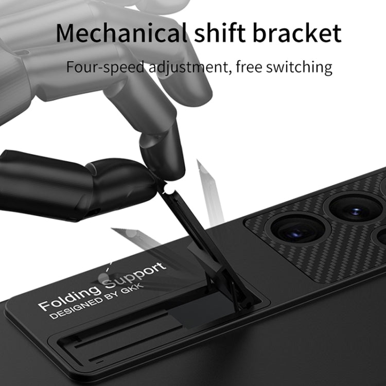 For Samsung Galaxy S22 Ultra 5G GKK Ultra-thin Shockproof Phone Case with Holder(Silver) - Galaxy S22 Ultra 5G Cases by GKK | Online Shopping South Africa | PMC TechLife | Buy Now Pay Later Mobicred