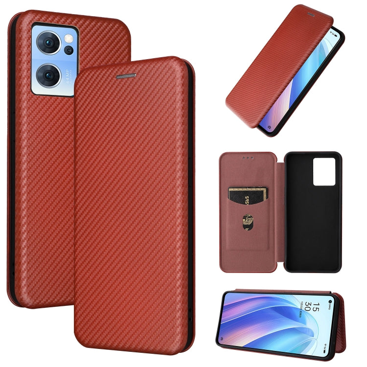 For OPPO Reno7 4G / F21 Pro 4G Carbon Fiber Texture Leather Phone Case(Brown) - free shipping - PMC TechLife - Order now!