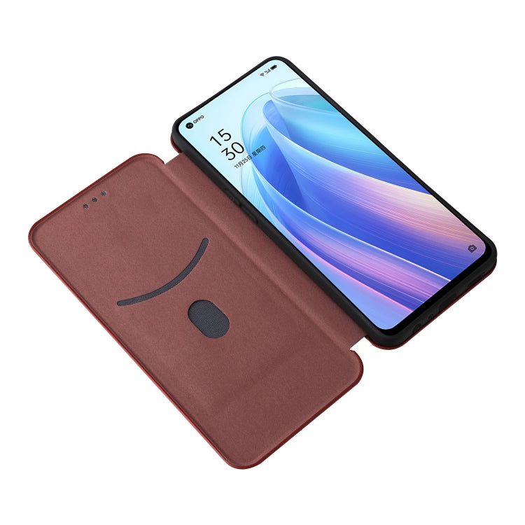 For OPPO Reno7 4G / F21 Pro 4G Carbon Fiber Texture Leather Phone Case(Brown) - free shipping - PMC TechLife - Order now!