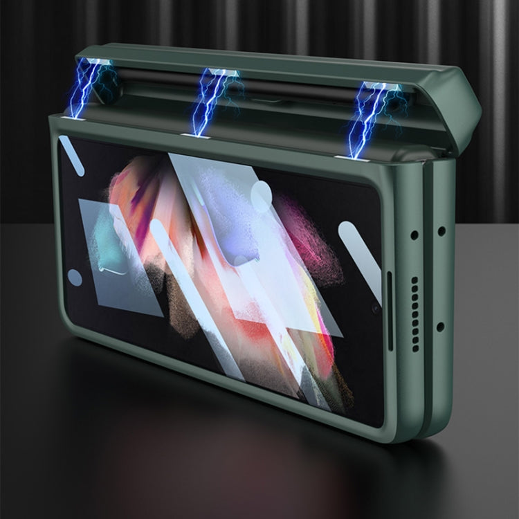 For Samsung Galaxy Z Fold3 5G GKK Integrated Magnetic Full Coverage Phone Flip Case with Pen Box(Dark Night Green) - Galaxy Phone Cases by GKK | Online Shopping South Africa | PMC Jewellery