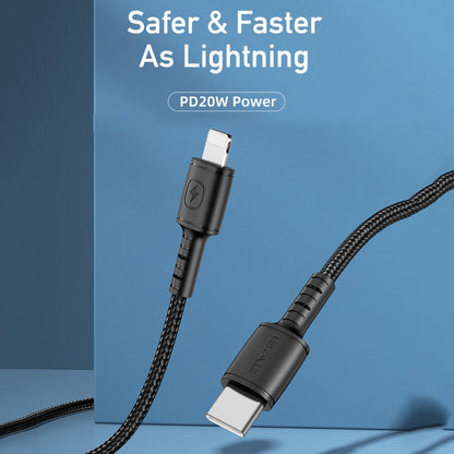 awei CL-118L 20W Type-C / USB-C to 8 Pin Fast Charging Data Cable, Length: 1m(Black) - Normal Style Cable by awei | Online Shopping South Africa | PMC Jewellery