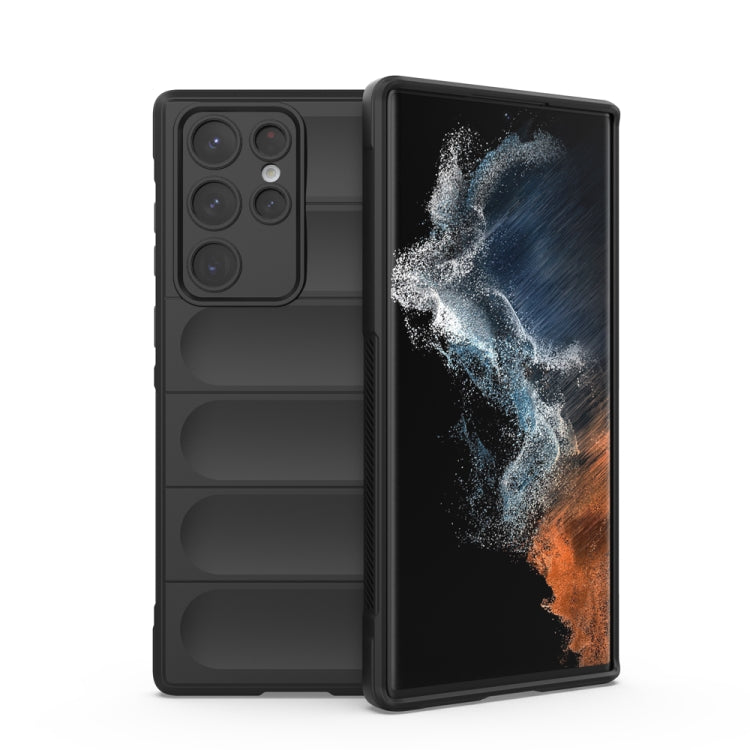 For Samsung Galaxy S22 Ultra 5G Magic Shield TPU + Flannel Phone Case(Black) - Galaxy S22 Ultra 5G Cases by PMC TechLife | Online Shopping South Africa | PMC TechLife | Buy Now Pay Later Mobicred