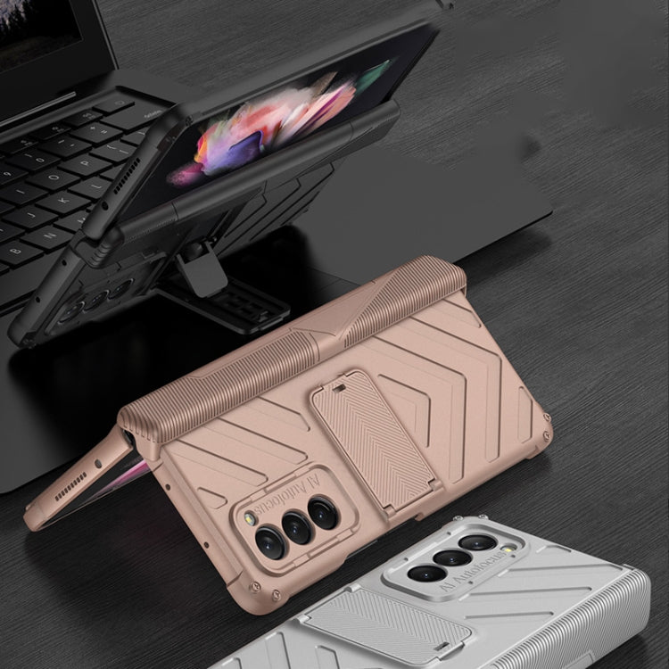 For Samsung Galaxy Z Fold2 5G GKK Integrated Magnetic Armor Flip Phone Case with Holder(Mist Gold) - Galaxy Phone Cases by GKK | Online Shopping South Africa | PMC Jewellery