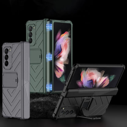 For Samsung Galaxy Z Fold2 5G GKK Integrated Magnetic Armor Flip Phone Case with Holder(Dark Green) - Galaxy Phone Cases by GKK | Online Shopping South Africa | PMC Jewellery