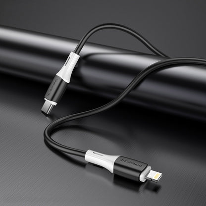 Borofone BX79 Type-C / USB-C to 8 Pin PD Silicone Sync Data Charging Cable, Length: 1m(Black) - 2 in 1 Cable by Borofone | Online Shopping South Africa | PMC Jewellery