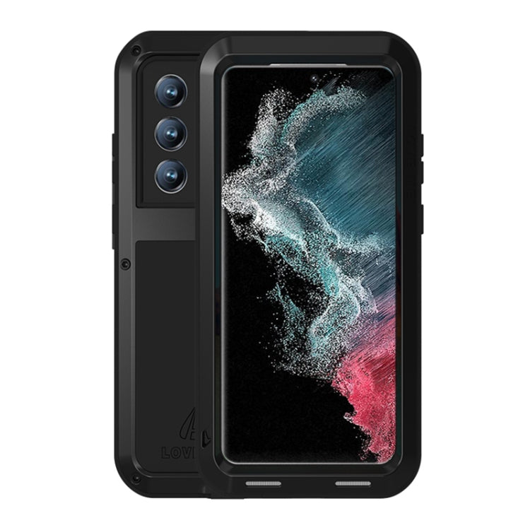 For Samsung Galaxy S22 Ultra 5G LOVE MEI Metal Shockproof Waterproof Dustproof Protective Phone Case(Black) - Galaxy S22 Ultra 5G Cases by LOVE MEI | Online Shopping South Africa | PMC Jewellery | Buy Now Pay Later Mobicred