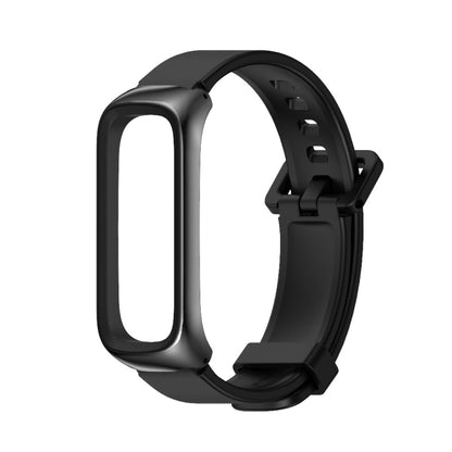 For Samsung Galaxy Fit 2 MIJOBS Metal Case Silicone Watch Band(Black) - Watch Bands by MIJOBS | Online Shopping South Africa | PMC Jewellery | Buy Now Pay Later Mobicred