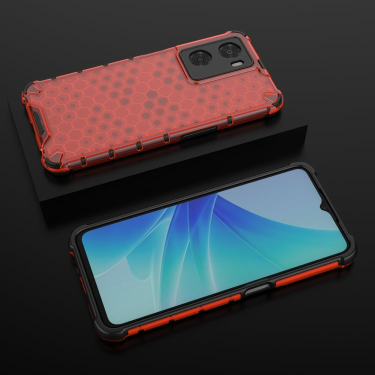 For OPPO A57 4G Global Honeycomb Phone Case(Red) - OPPO Cases by PMC TechLife | Online Shopping South Africa | PMC TechLife | Buy Now Pay Later Mobicred