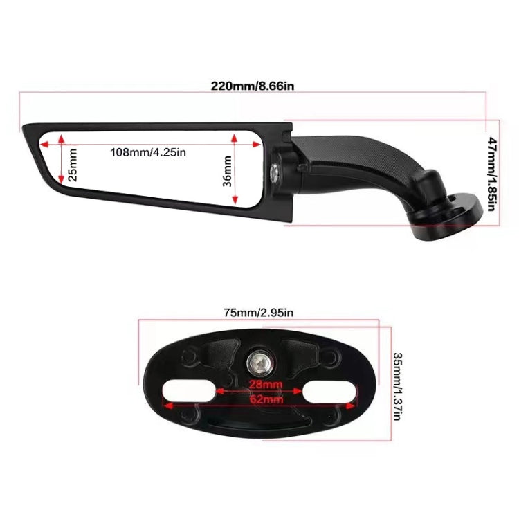 1 Pair Motorcycle Modified Rearview Mirrors Wind Wing Adjustable Rotating Side Mirrors - Side Mirrors by PMC TechLife | Online Shopping South Africa | PMC TechLife