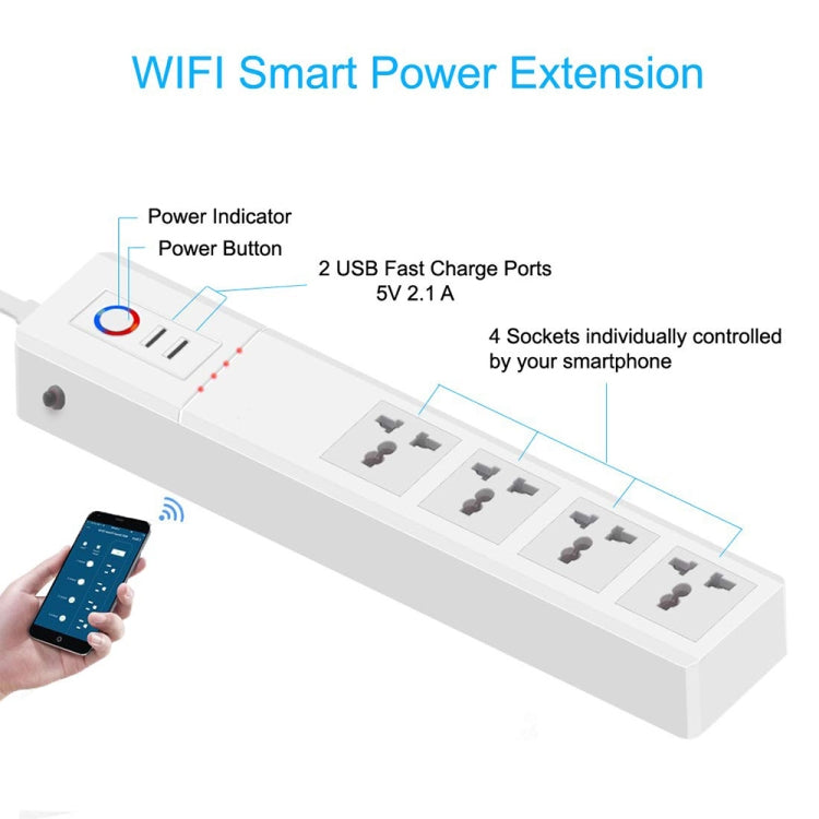 WiFi 10A SM-SO306-M 4 Holes + 2 USB Multi-purpose Smart Power Strip(US Plug) - Smart Socket by PMC Jewellery | Online Shopping South Africa | PMC Jewellery