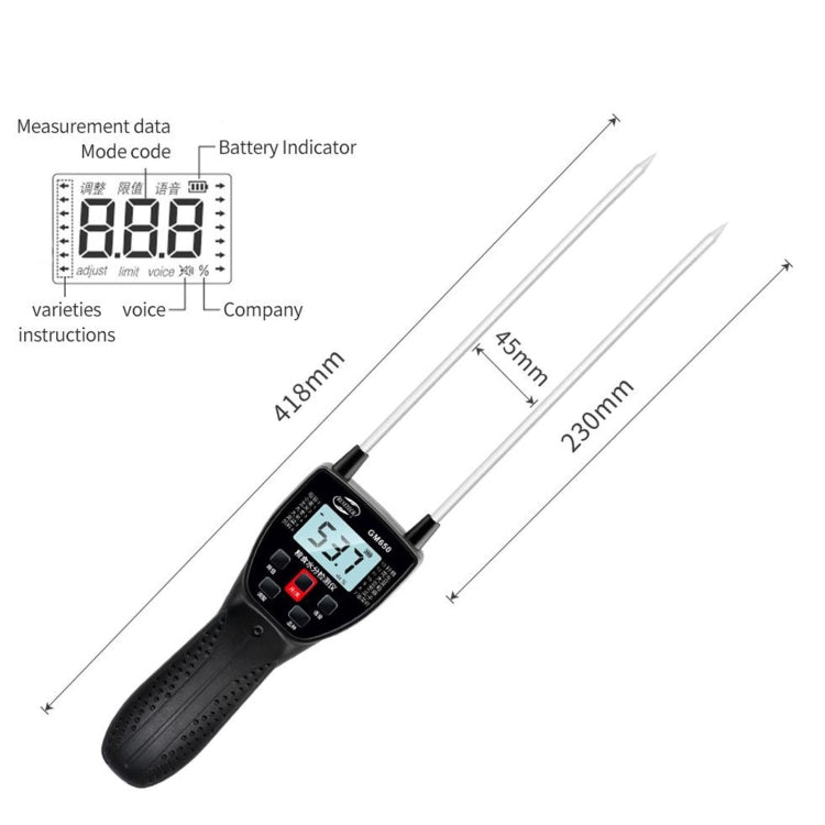 BENETECH GM650A Grain Moisture Meter, Battery Not Included - PH & Moisture Meter by PMC TechLife | Online Shopping South Africa | PMC TechLife | Buy Now Pay Later Mobicred