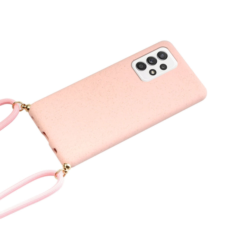 For Samsung Galaxy A33 5G Wheat Straw Material + TPU Protective Case with Lanyard(Pink) - free shipping - PMC TechLife - Order now!
