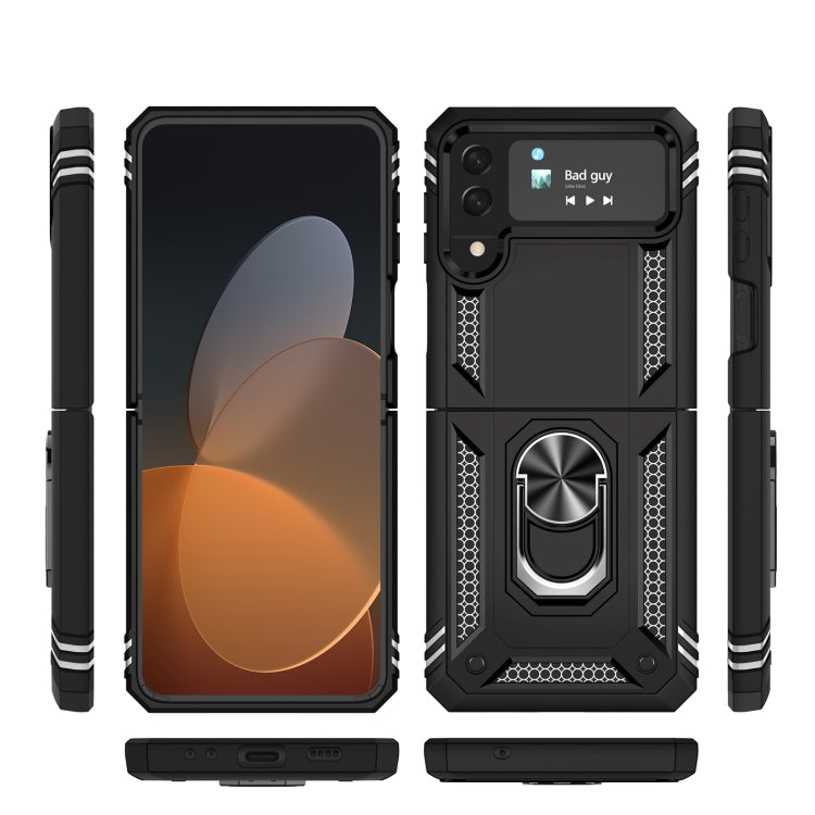 For Samsung Galaxy Z Flip4 Shockproof TPU + PC Protective Case with 360 Degree Rotating Holder(Black) - free shipping - PMC TechLife - Order now!