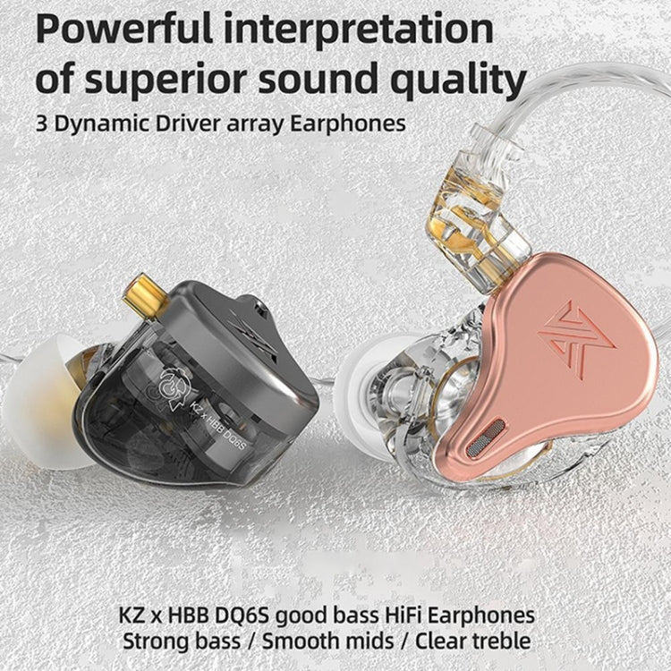 KZ-DQ6S 1.2m Three-Unit Dynamic Subwoofer In-Ear Headphones, Style:Without Microphone(Pink) - free shipping - PMC TechLife - Order now!