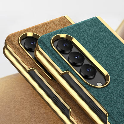 For Samsung Galaxy Z Fold4 GKK Electroplating Leather Surface Phone Case(Gold Black) - Galaxy Z Fold4 5G Cases by GKK | Online Shopping South Africa | PMC Jewellery