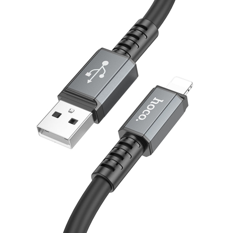 hoco X85 2.4A USB to 8 Pin Strength Charging Data Cable，Length：1m(Black) - Normal Style Cable by hoco | Online Shopping South Africa | PMC Jewellery