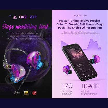 QKZ ZXT Sports In-ear Wired Control Plug HIFI Stereo Stage Monitor Earphone, Style:Standard Version(Black) - In Ear Wired Earphone by QKZ | Online Shopping South Africa | PMC Jewellery
