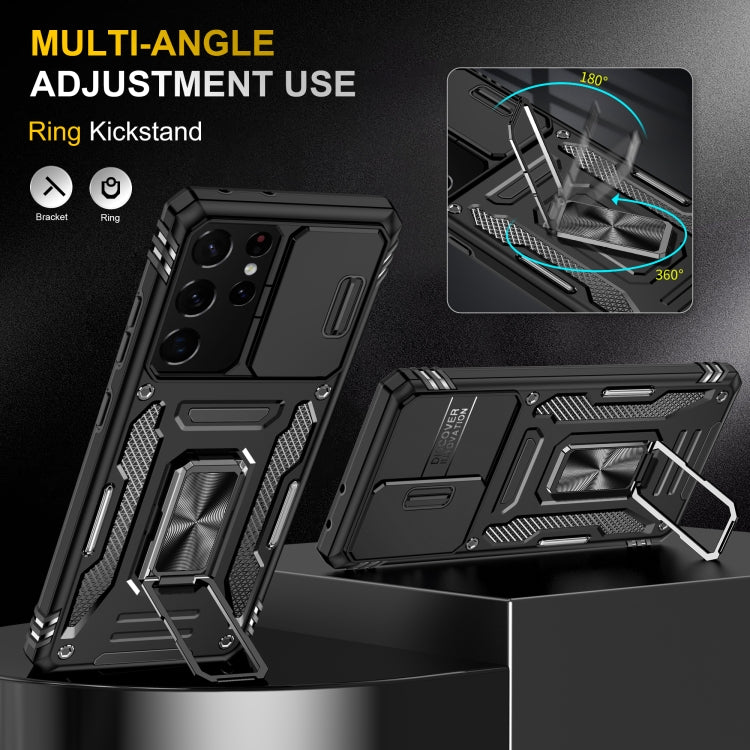 For Samsung Galaxy S21 Ultra 5G Armor PC + TPU Camera Shield Phone Case(Black) - Galaxy S21 Ultra 5G Cases by PMC TechLife | Online Shopping South Africa | PMC TechLife | Buy Now Pay Later Mobicred
