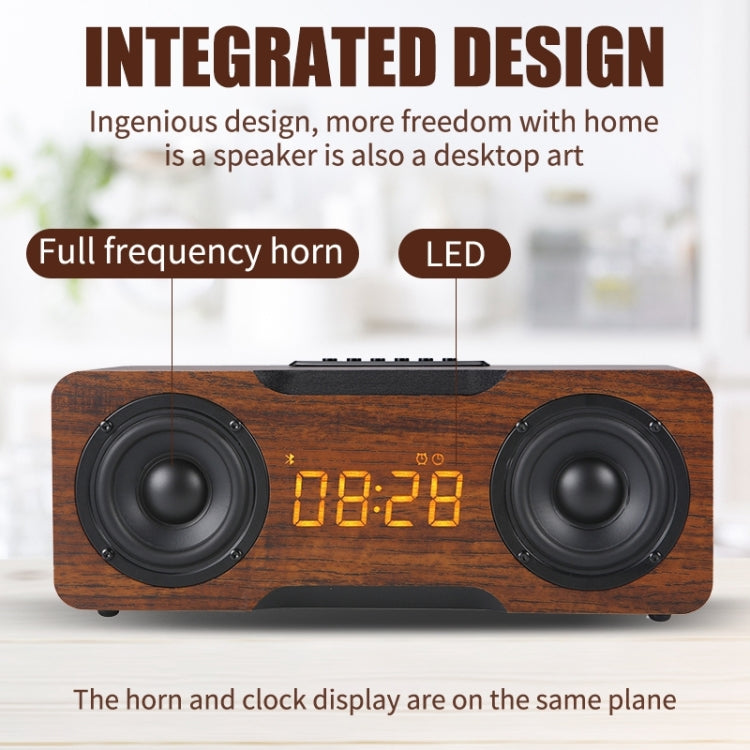 M8C Multifunctional Alarm Clock Bluetooth Speaker(Dark Brown) - Desktop Speaker by PMC Jewellery | Online Shopping South Africa | PMC Jewellery