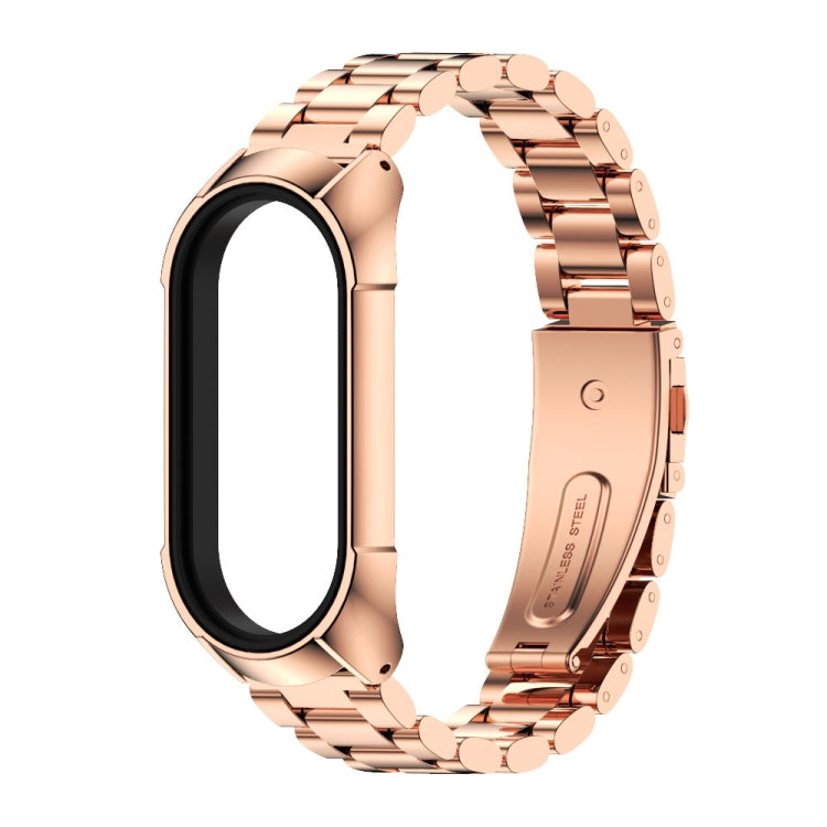 For Xiaomi Mi Band 7 / 7 NFC MIJOBS Stainless Steel Watch Band, Style:TF2 Tri-Bead(Rose Gold) - Watch Bands by MIJOBS | Online Shopping South Africa | PMC Jewellery | Buy Now Pay Later Mobicred