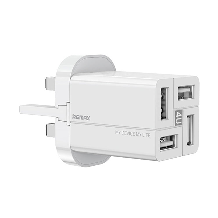 REMAX RP-U43 3.4A 4 USB Port Fast Charger, Specification:UK Plug(White) - USB Charger by REMAX | Online Shopping South Africa | PMC Jewellery | Buy Now Pay Later Mobicred