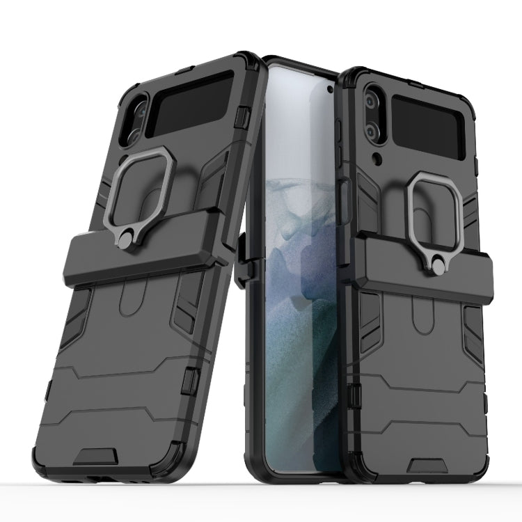 For Samsung Galaxy Z Flip4 PC + TPU Shockproof Protective Phone Case with Magnetic Ring Holder(Black) - Galaxy Z Flip4 5G Cases by PMC TechLife | Online Shopping South Africa | PMC TechLife