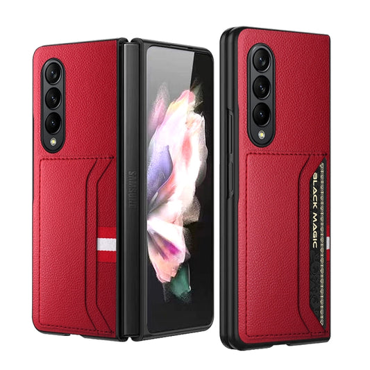 For Samsung Galaxy Z Fold4 5G GKK Litchi Texture Card Slot Phone Case(Red) - Galaxy Z Fold4 5G Cases by GKK | Online Shopping South Africa | PMC Jewellery