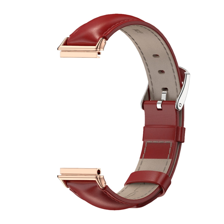 For Huawei Band 7 / 7 NFC MIJOBS Cowhide Leather Watch Band(Red Rose Gold) - Watch Bands by MIJOBS | Online Shopping South Africa | PMC Jewellery | Buy Now Pay Later Mobicred